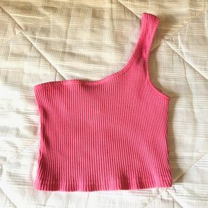 Neon Pink One Shoulder Crop Top